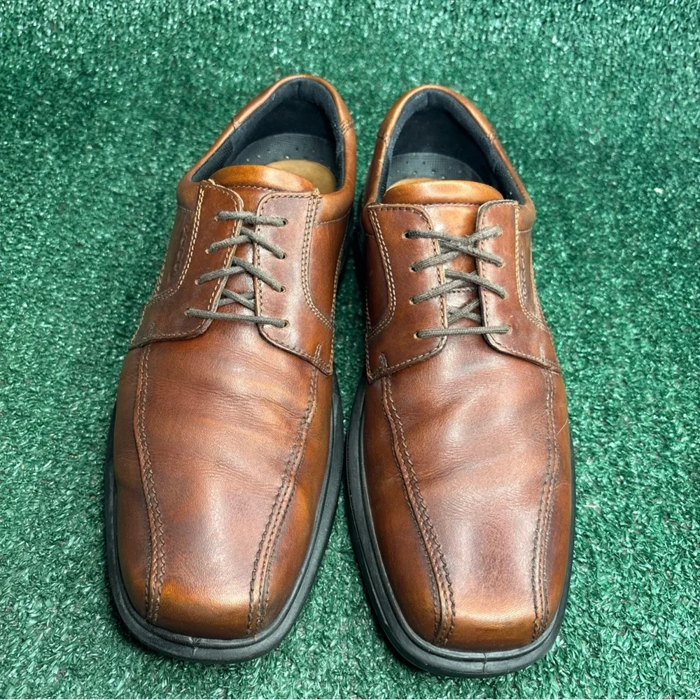 Ecco Mens 10-10.5 /‎ 44 Brown Leather Oxford Helsinki Lace Up Dress Shoes